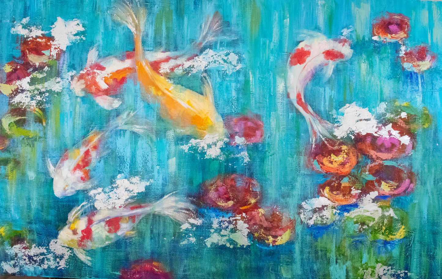 Koi Serenity Amid Blossoms 1 and 2